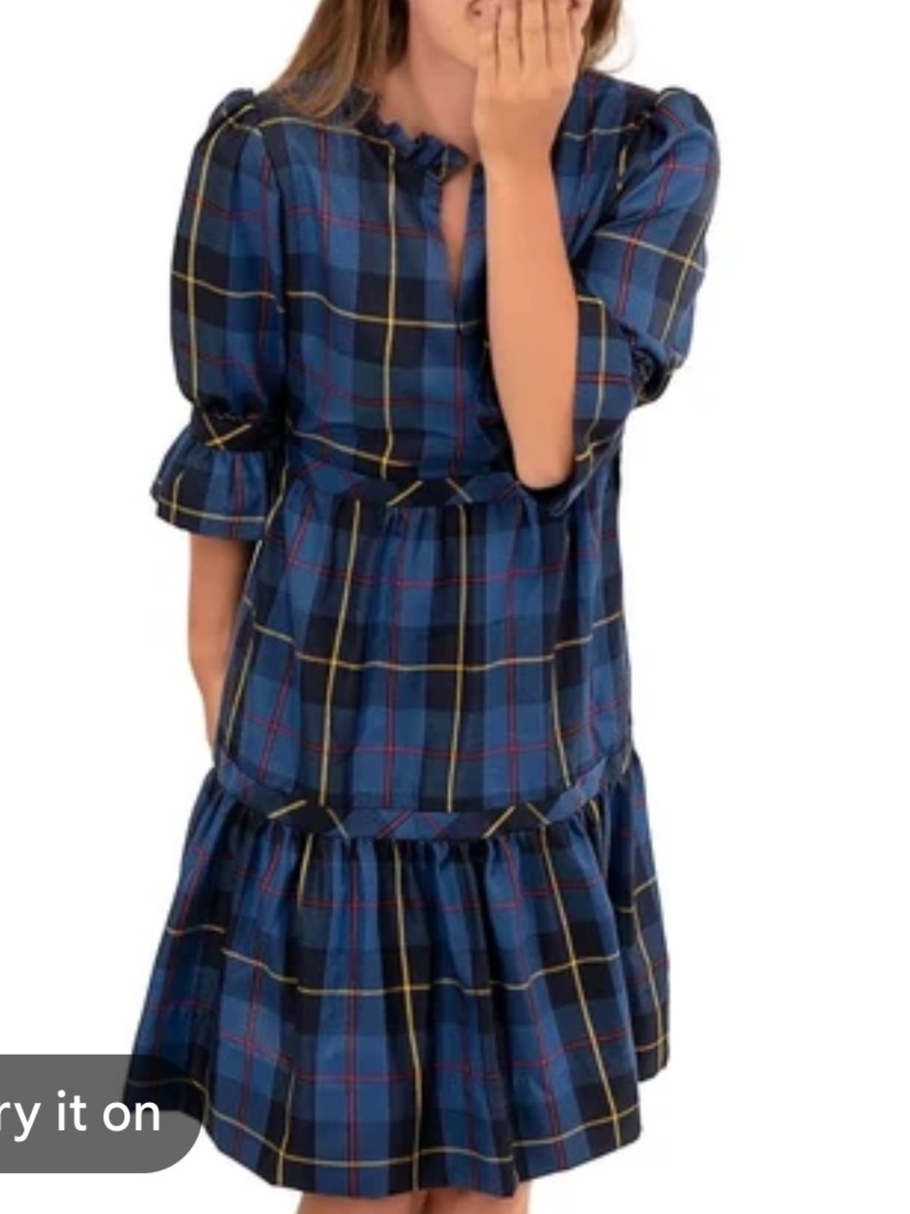 NWOT Gretchen Scott Blue Plaid Dress XS
